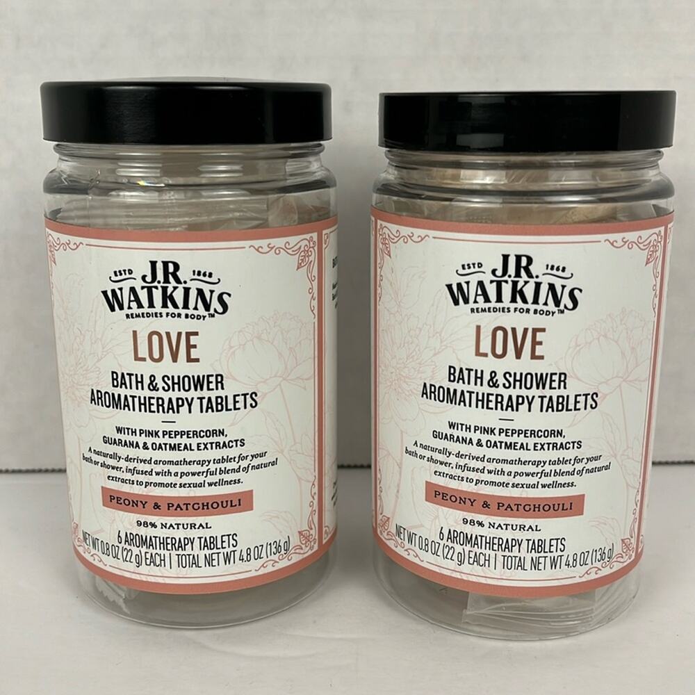 J.R. Watkins Aromatherapy Bath Shower Tablets Love Peony Patchouli 6 Tab Lot of2